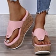 thumbnail image 2 of Women's Platform Wedge Sandals Comfortable Open Toe Cork Flip Flops Casual Summer Beach thong Sandals, 2 of 5