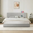thumbnail image 6 of VECELO King Bed with Drawers, Upholstered Platform Bed Frame with Headboard USB Port, Wooden Slats Support, No Box Spring Needed, Light Gray, 6 of 11