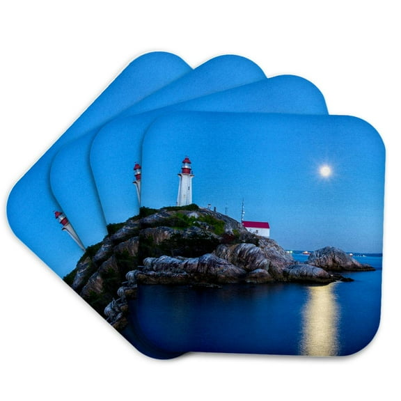 3drose, Lighthouse Park, Vancouver, British Columbia, Set of 4 Coasters - Soft