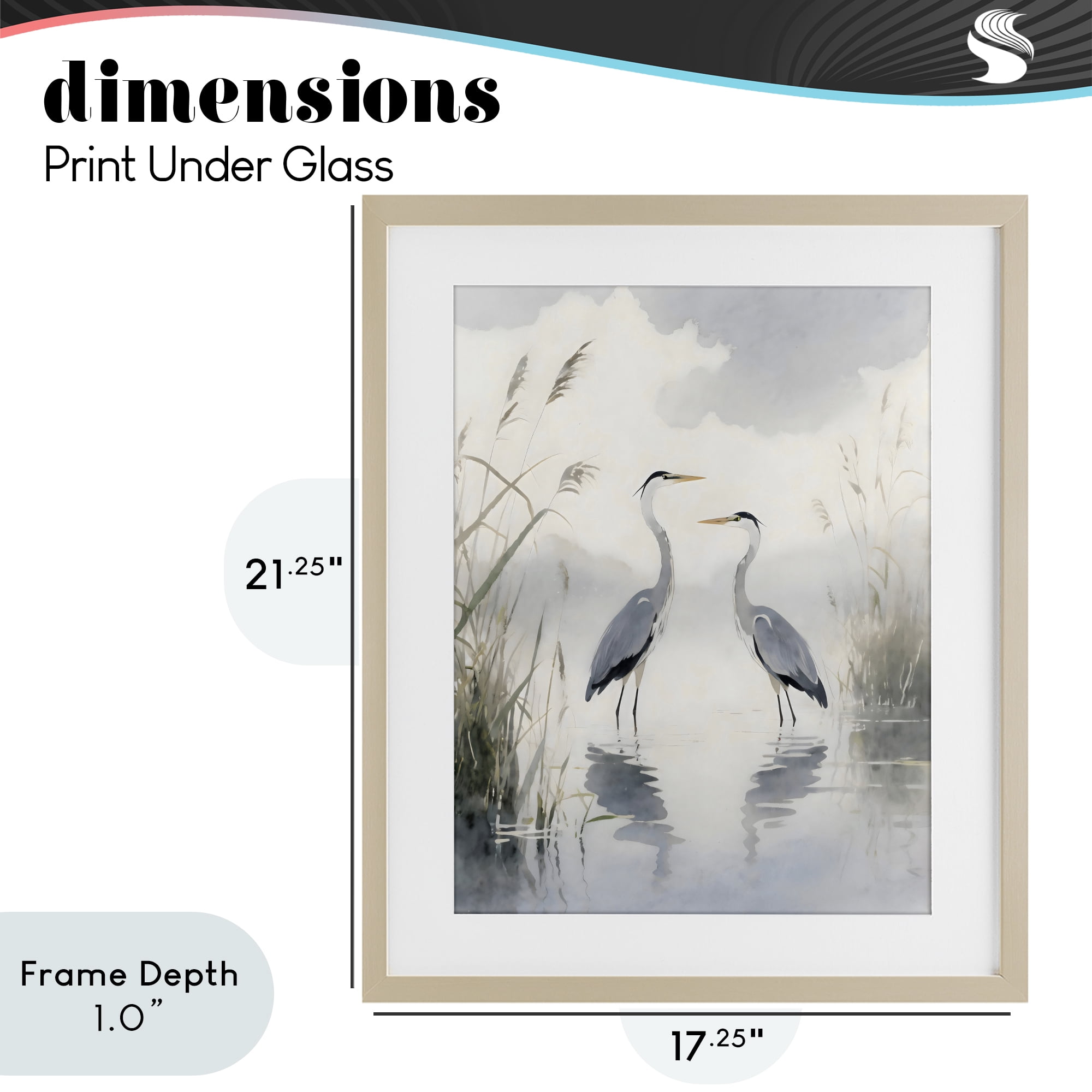 Stupell Industries Serene Wetlands Heron Reflections Birch Framed Print Under Glass, design by Creative Studio
