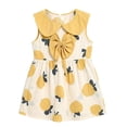 thumbnail image 4 of Vornjynx Girls Flare Dress Cute Bowknot Sleeveless Crew Neck Summer Casual Breathable Dress Yellow Size 5t, 4 of 7