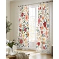 thumbnail image 5 of Watercolor Flowers Sheer Curtains 84 Inch Length 2 Panels Set for Living Room/Bedroom, Rustic Spring Floral Botanical Beige Kitchen Curtains Grommet Semi-Sheer Curtains Window Treatments 42"x84"x2, 5 of 7