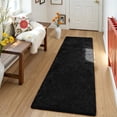 thumbnail image 5 of Goolela Fluffy 2x6 Runner Rug Fuzzy Faux Fur Rabbit Rug Black Fur Rug for Bedroom Hallway, 5 of 9