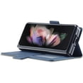 thumbnail image 3 of Premium PU Leather Flip Folio Case for Samsung Galaxy Z Fold 4, Protective Case with Kickstand Card Slot Holder Hidden Magnetic Closure Shockproof Durable Wallet Cover - Blue, 3 of 14