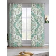 thumbnail image 2 of Turquoise Boho Sheer Curtains 63 Inch Length 2 Panels Set for Living Room/Bedroom, Vintage Abstract Art Floral Ethnic Tribe Kitchen Curtains Grommet Semi-Sheer Curtains Window Treatments 42"x63"x2, 2 of 7