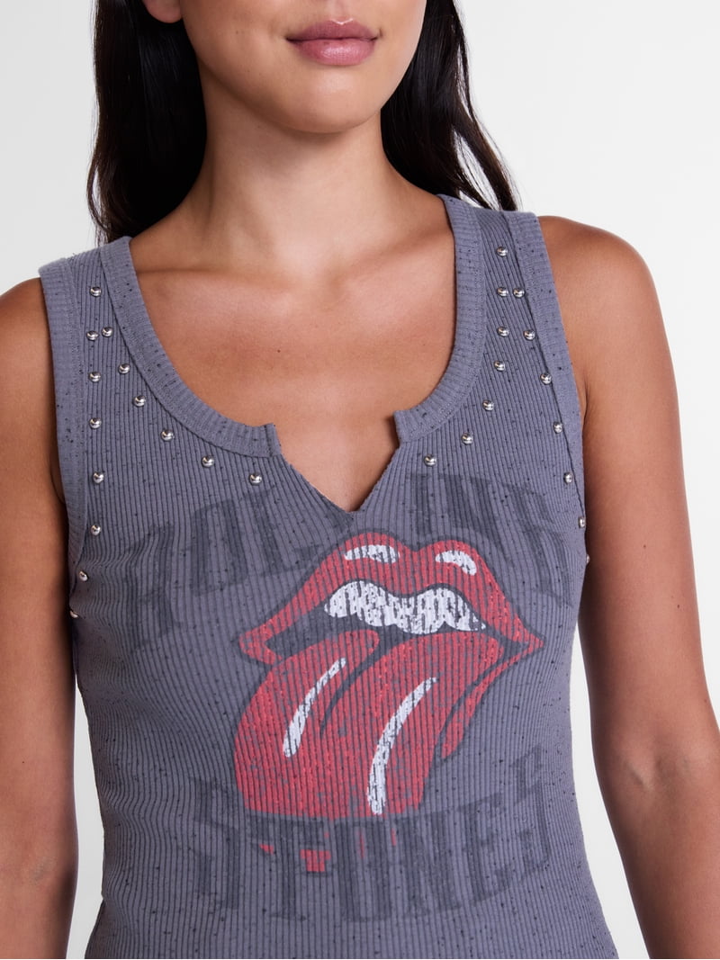 Rolling Stones Women's Studded Graphic Tank Top, Sizes XXS-4X