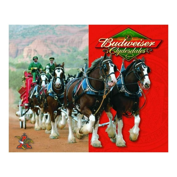 Budweiser Clydesdales - Vintage Animal Wall Art Decor, Famous Horses Stagecoach Retro Wall Decor Print Ideal for Cave Decor, Game Room Decor, Garage Decor & Dorm Decor