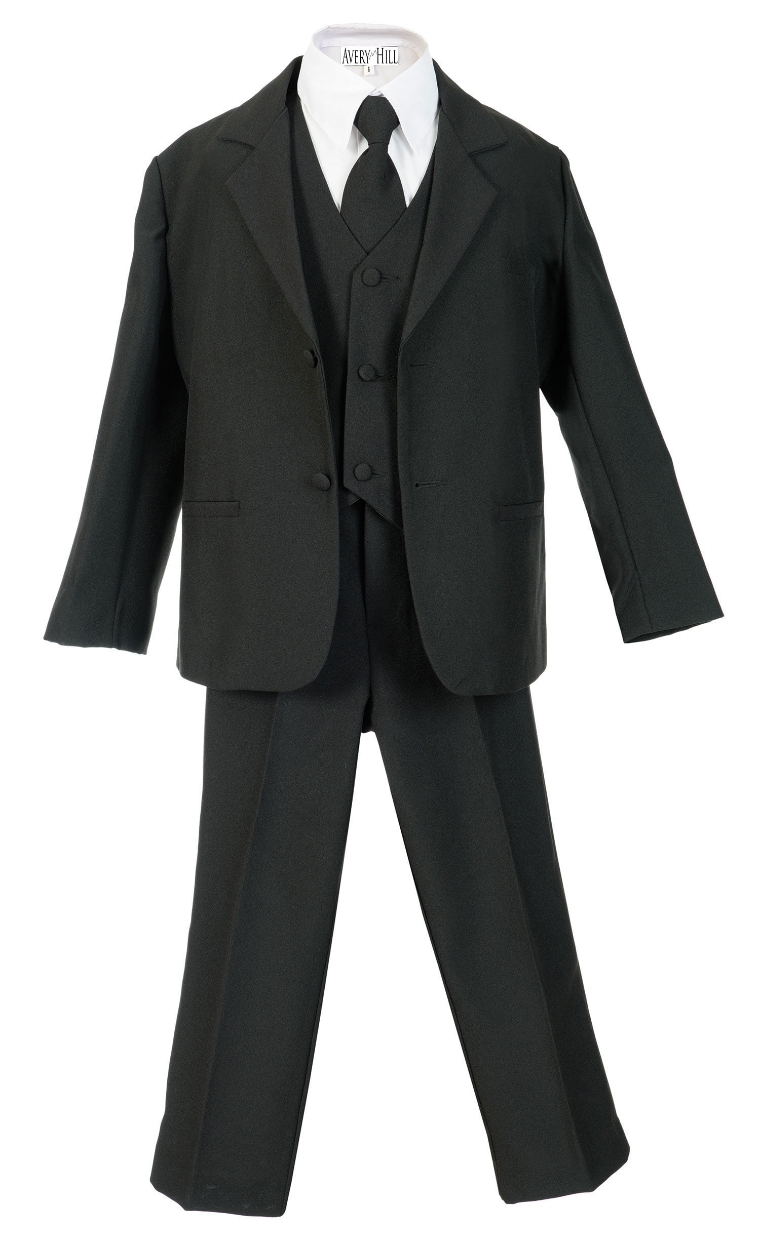 Toddler Boys Formal Suit Pinstripe 5 pcs Set Jacket Dress Shirt Vest Tie Pants 