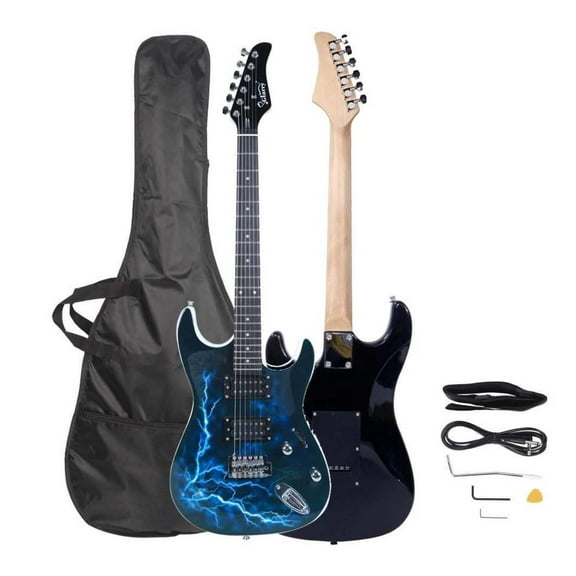 AetherLove 39 Inch Electric Guitar, Full Size Solid Body H-H Pickups 6 Strings Beginner Guitar Kit With Gig Bag, Strap, Tremolo Arm, Cable & Picks (Black Back)