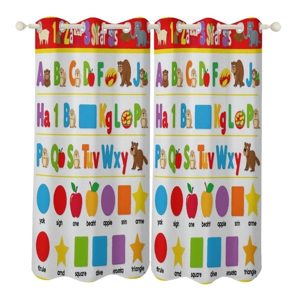 ABC Eduional-1 Blackout Curtains Window Drapes Room Darkening Thermal Insulated Grommets Blackout Curtains, for Living, Dining, Bedroom,2 Panels