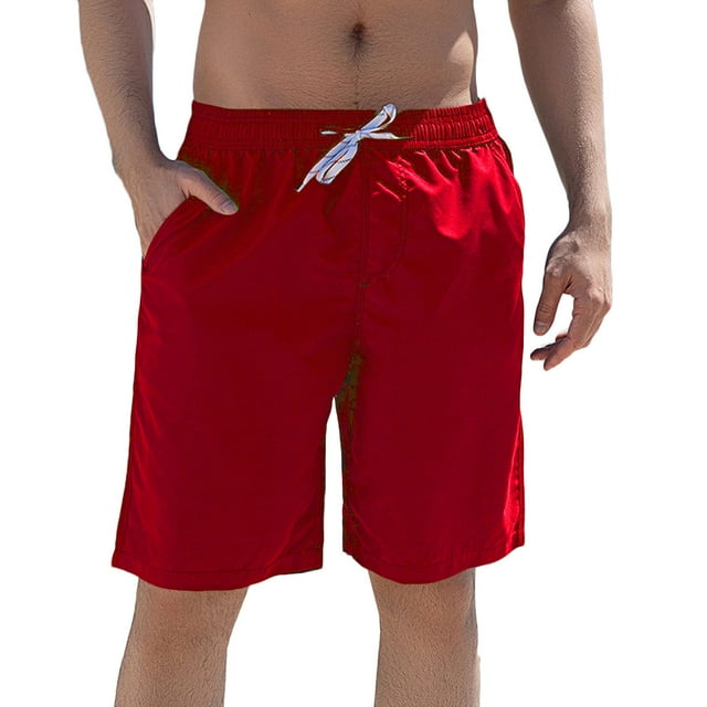 UVEASISHA Mens Running Beach Shorts 5 Inch with Zipper Pockets Lightweight Quick Dry Stretch Workout Athletic Gym Shorts for Training Red,L