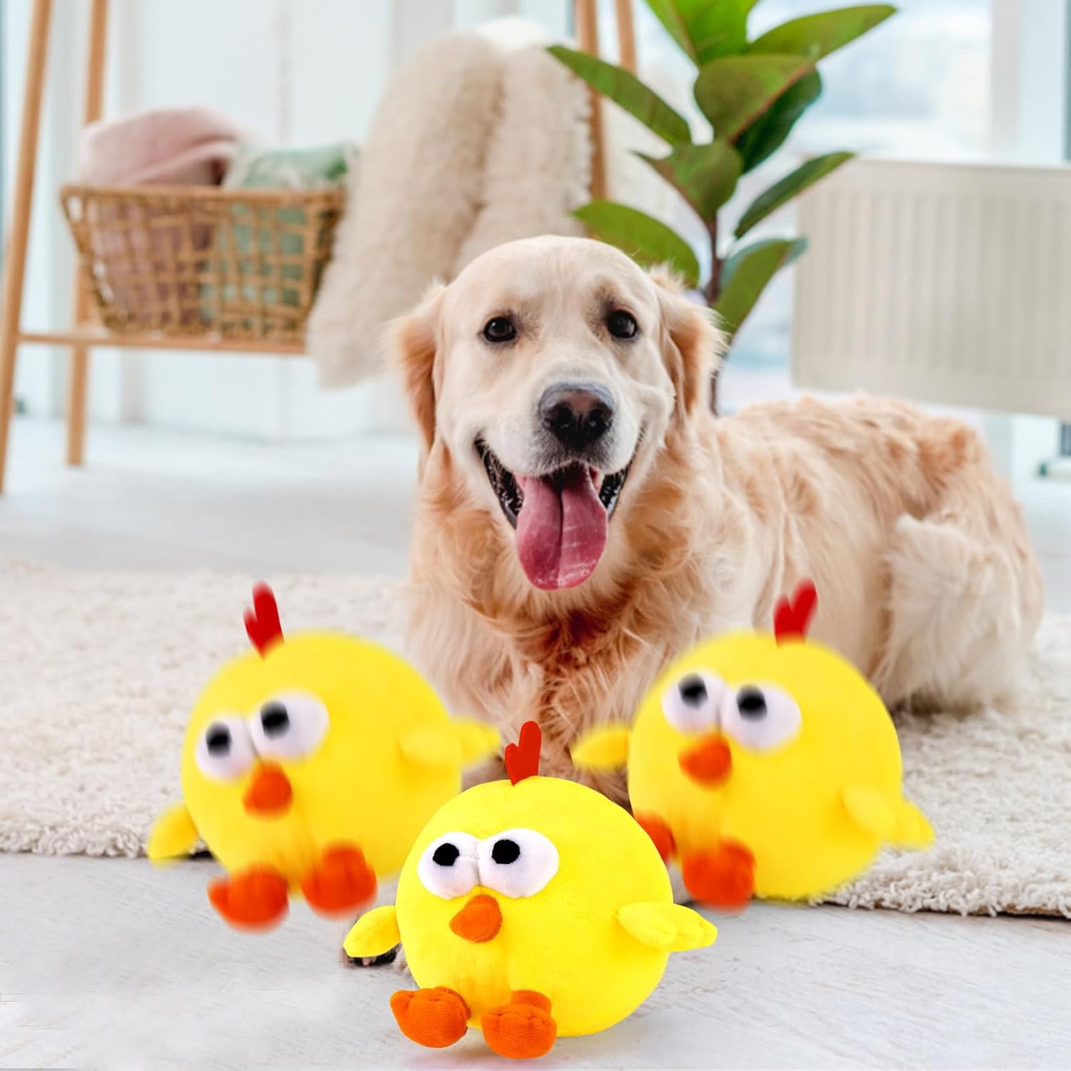 ZOSE Interactive Dog Toys, Crazy Jumping Chicken Dog Toy with Recording and Music Modes, Rechargeable Moving Squeaky Dog Toys for Small/Medium/Large Dogs to Keep Them Busy