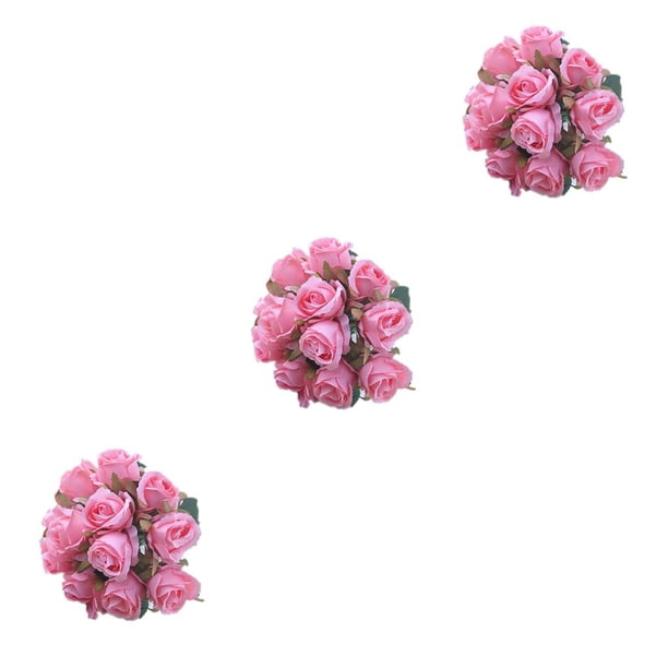 Rosas artificiales de tela de seda Toystoory 12 piezas color Rosa