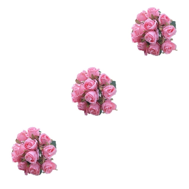 Rosas artificiales de tela de seda Toystoory 12 piezas color Rosa