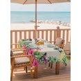 thumbnail image 2 of Outdoor Tablecloth with Umbrella Hole for Patio/Picnic/Party/Camping, Tropical Spring Waterproof Table Cloth Rectangle Table Cover Washable, Floral Leaves Butterflies Burlap Rustic (54"x 80"), 2 of 8