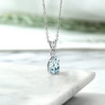 thumbnail image 4 of Gem Stone King 925 Sterling Silver Sky Blue Aquamarine and White Topaz Pendant Necklace for Women (1.24 Cttw, Gemstone March Birthstone, Pear Shape 9X6MM, with 18 inch Chain), 4 of 4