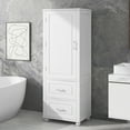 thumbnail image 3 of EUROCO 61.4'' Tall Bathroom Storage Cabinet, MDF Board Floor Storage Cabinet with Door, 2 Drawers and Adjustable Shelf, Freestanding Cabinet with Painted Finish for Bathroom, Living Room, White, 3 of 8