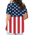 thumbnail image 3 of SOOMLON Plus Size Red White and Blue Womens Summer Tops 2024 Tunics Patriotic Shirts V Neck Usa Flag Tops Short Sleeve Golf T-Shirt Flowy Tee Blouse Resort Wear, 3 of 5