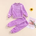 thumbnail image 3 of Xingqing 2PCS Toddler Infant Baby Kids Girls Flannel Solid Color Heart Pattern O-Neck T-Shirt Long Pants, 3 of 7