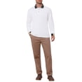 thumbnail image 2 of INSPIRE CHIC Men's Polo Shirt Long Sleeve Button Striped Collared Polo Shirts XL White, 2 of 6
