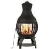 Outdoor Fireplace Wooden Fire Pit, Chimenea, Antique Brown-Black