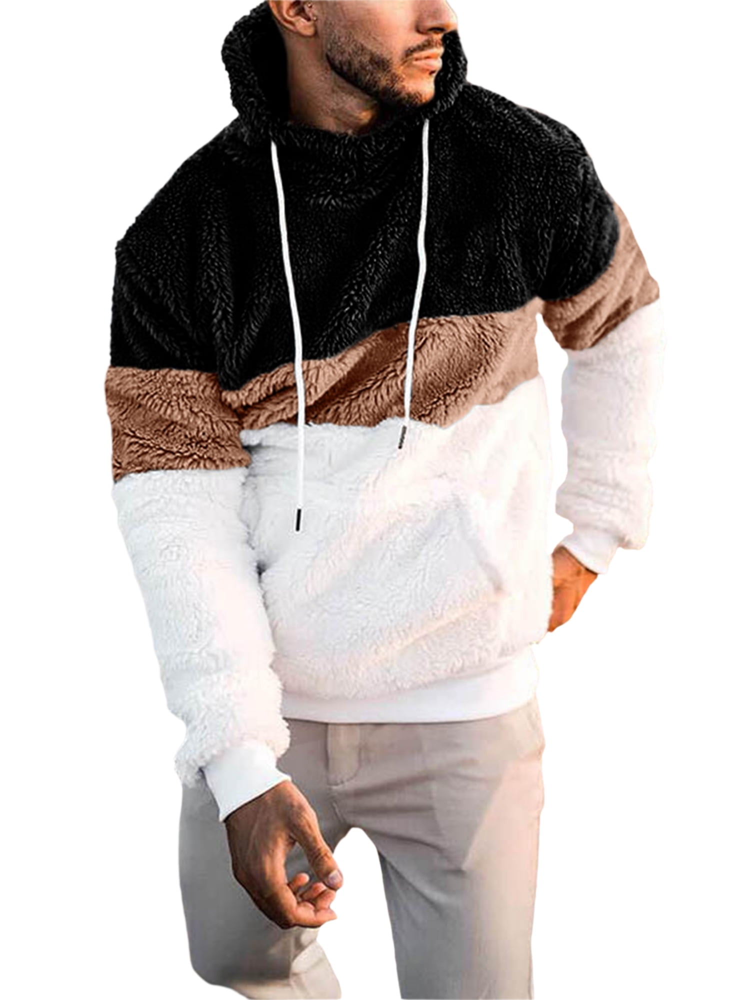 Bellella Mens Sherpa Pullover Hoodie 