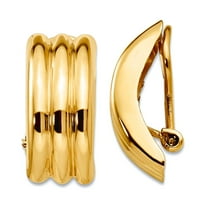 14k Yellow Gold Polished Omega Clip Non Pierced Earrings 19x8.5mm Wide Clip on Earring for Women