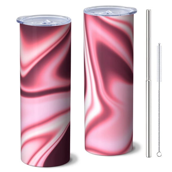 20oz Stainless Steel Skinny Tumbler with Telescopic Straw, Vacuum Insulated Slim Travel Cup, 360° Full Wrap Printed, Colorful Aurora Print