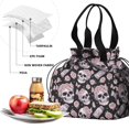 thumbnail image 4 of Skull and Butterfly Gothic Pattern Drawstring Insulated Lunch Bag for Women, Stain-Resistant Large Lunch Tote with Multi-Pockets for Work Office, 4 of 6