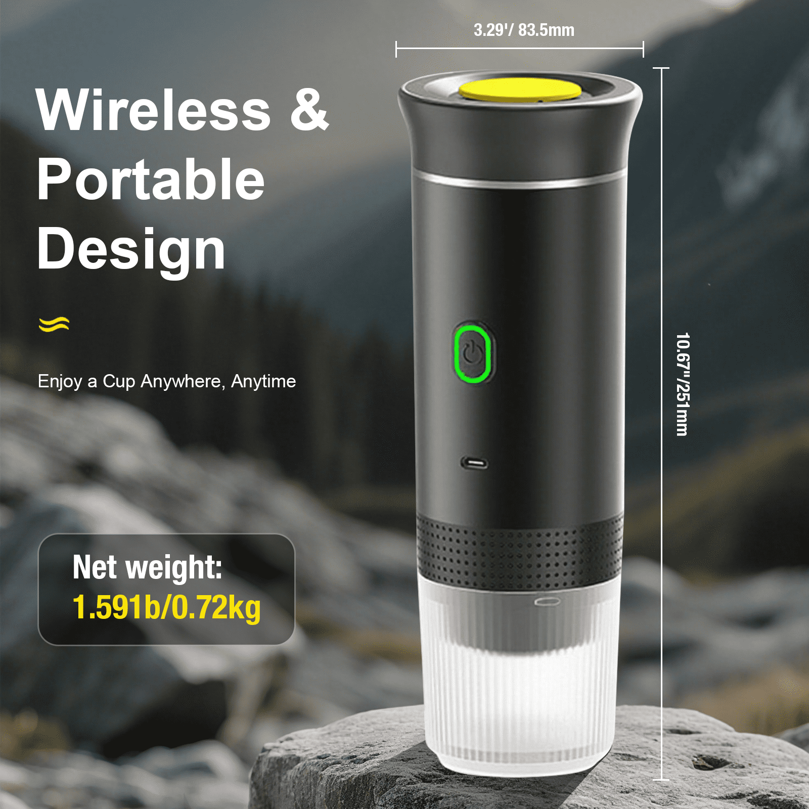 3-in-1 Portable Coffee Maker for Travel,Self-Heating Espresso Machine with USB-C,LED Display,20 Bar,Compatible with Coffee Grounds&Capsules (Ns&DG)–Portable Espresso Maker for Car,RV,Camping,off