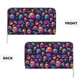 thumbnail image 3 of Leather Thin Slim Wallets for Women Men - Skull rainbow star mushroom Clutch Card Wallet for Women Men with Zipper, 3 of 7