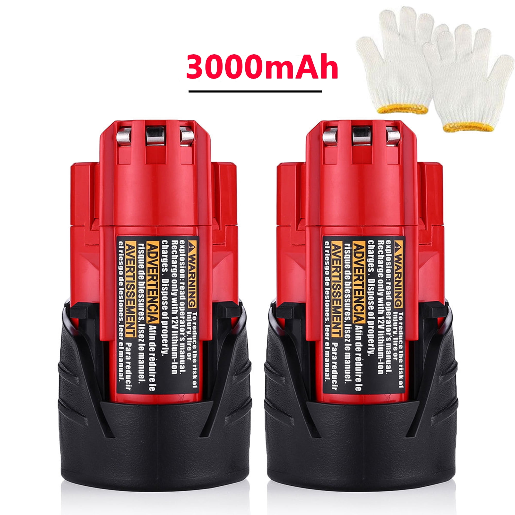 2-Pack 12V 3000mAh Replacement Battery for Milwaukee M12 48-11-2411