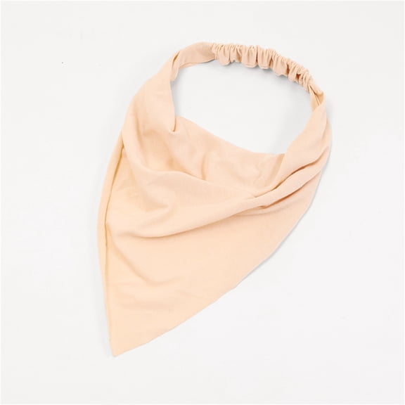 ZNQHFRE Cotton Long Triangle Head Scarf,Solid Color Head Wrap Hair Accessory For Women Beige