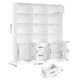 thumbnail image 3 of Hiphuta 71" Tall Triple Row 4-Tier Bookcase with 12 Open Cubes, 59" Wide Extra Large Display Bookshelf with 4 Doors and 2 Drawers, for Office Living Room, White, 3 of 9