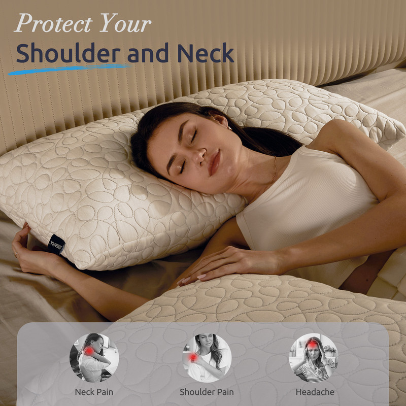 Adjustable Bed Pillows for Sleeping, Shredded Memory Foam Pillows with 200g Extra Filling, Breathable Back Stomach and Side Sleeper Pillow with Washable Pillowcase-King Size (20"x 36")