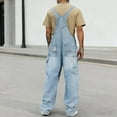 thumbnail image 3 of Overalls for Men Work Utility Jumpsuit Denim Bib Coveralls with Multi Pockets(Light Blue,2XL), 3 of 12