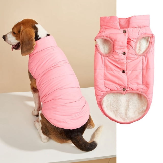 Zhuge Chaqueta de invierno cortavientos para perros: abrigo cálido de 2 capas con forro polar para perros pequeños, medianos y grandes | Chaleco para clima frío (XS, rosa)