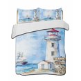 thumbnail image 2 of Nautical Blue Twin Size Down Alternative Comforter, Lightweight Comforter Quilt Bedding Set with Pillow Shams Lighthouse Ocean Sailboat Summer Painting All Seasons Bed Comforter Duvet Insert 68"x86", 2 of 7