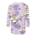 thumbnail image 4 of CYMMPU Tunic Tops 3/4 Sleeve Spring Tops Loose Fit Floral Printed Summer Trendy Shirts Blouses for Women Dressy Casual Crew Neck Lightweight Basic Tees Multicolor M, 4 of 5