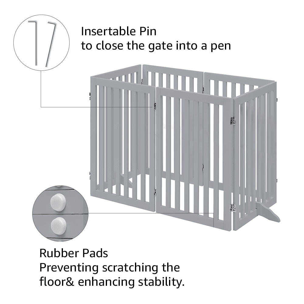 Unipaws Freestanding Pet Gate 36 inches High 6 Panels, White