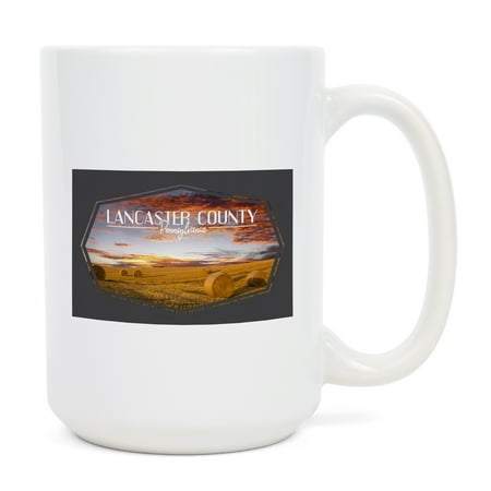 

15 fl oz Ceramic Mug Lancaster County Pennsylvania Hay Rolls Contour Dishwasher & Microwave Safe