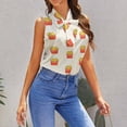 thumbnail image 6 of Fast Food French Frie Blouses Women Bow Tops Elegant Sleeveless Office Work Shirt Casual Holiday Women's Tops, 6 of 6