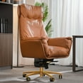 thumbnail image 4 of Kinnls Austin Upholstered Chair & Ergonomic Office Chair (Khaki-Gold Base-Cowhide), 4 of 6