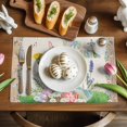 thumbnail image 5 of Happy Easter Rabbits Placemats Set of 12, Spring Pink Flower Egg Butterfly Vintage Heat Insulated Linen Place Mats, Washable Stain-Proof Table Mats for Dining Tables Holiday Decor 13x19 Inches, 5 of 9