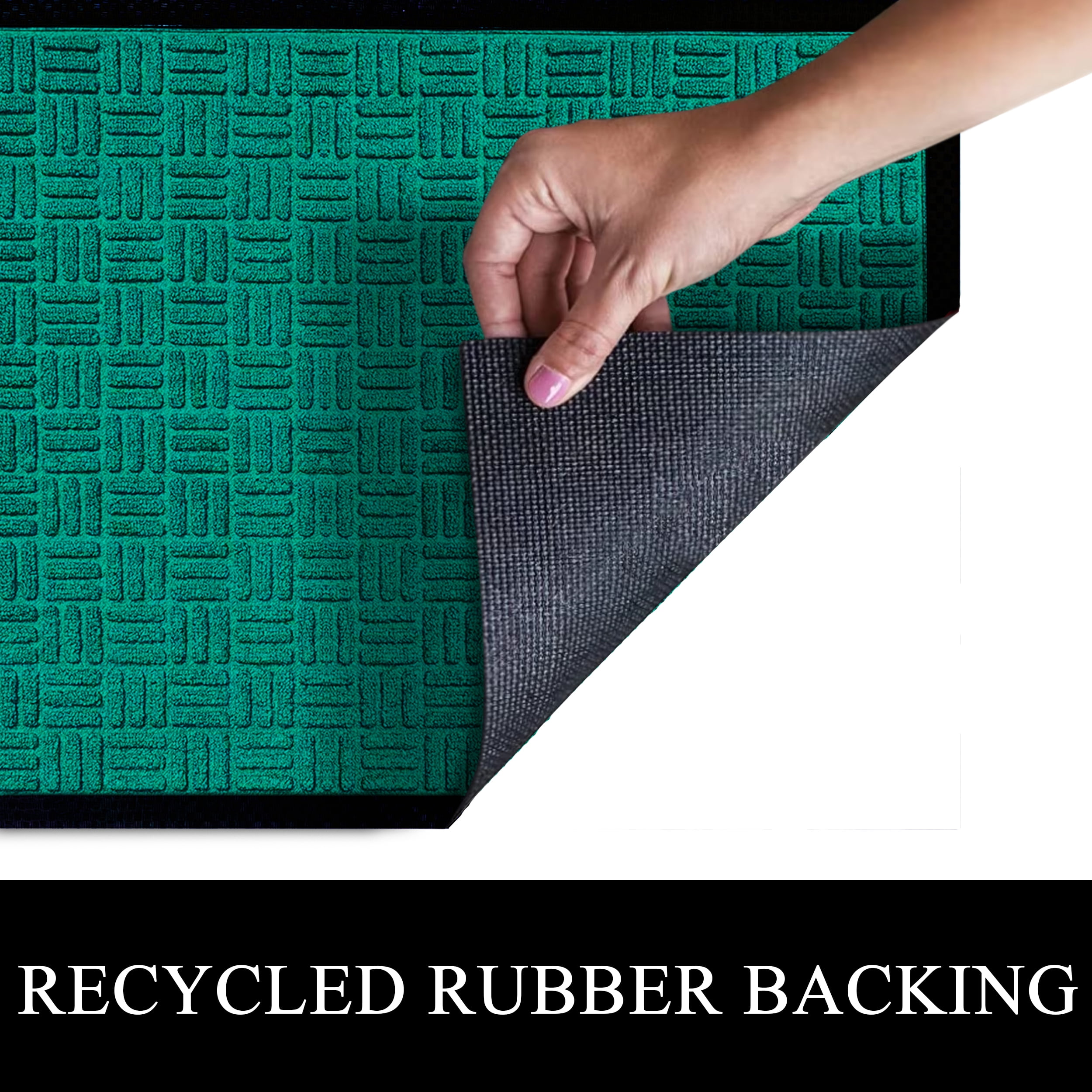 A1HC Indoor Outdoor Mat, Front and Back Entrance Welcome Mats, Front Door Patio Mats 18X30 Inches, Non-Slip Easy Clean Entrance Washable Doormats, Green