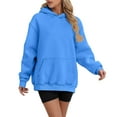 thumbnail image 2 of Oversized Hoodies for Women 2025 Fall Winter Long Sleeve Plain Basic Hooded Sweatshirt with Pockets Pullover Tops, 2 of 6