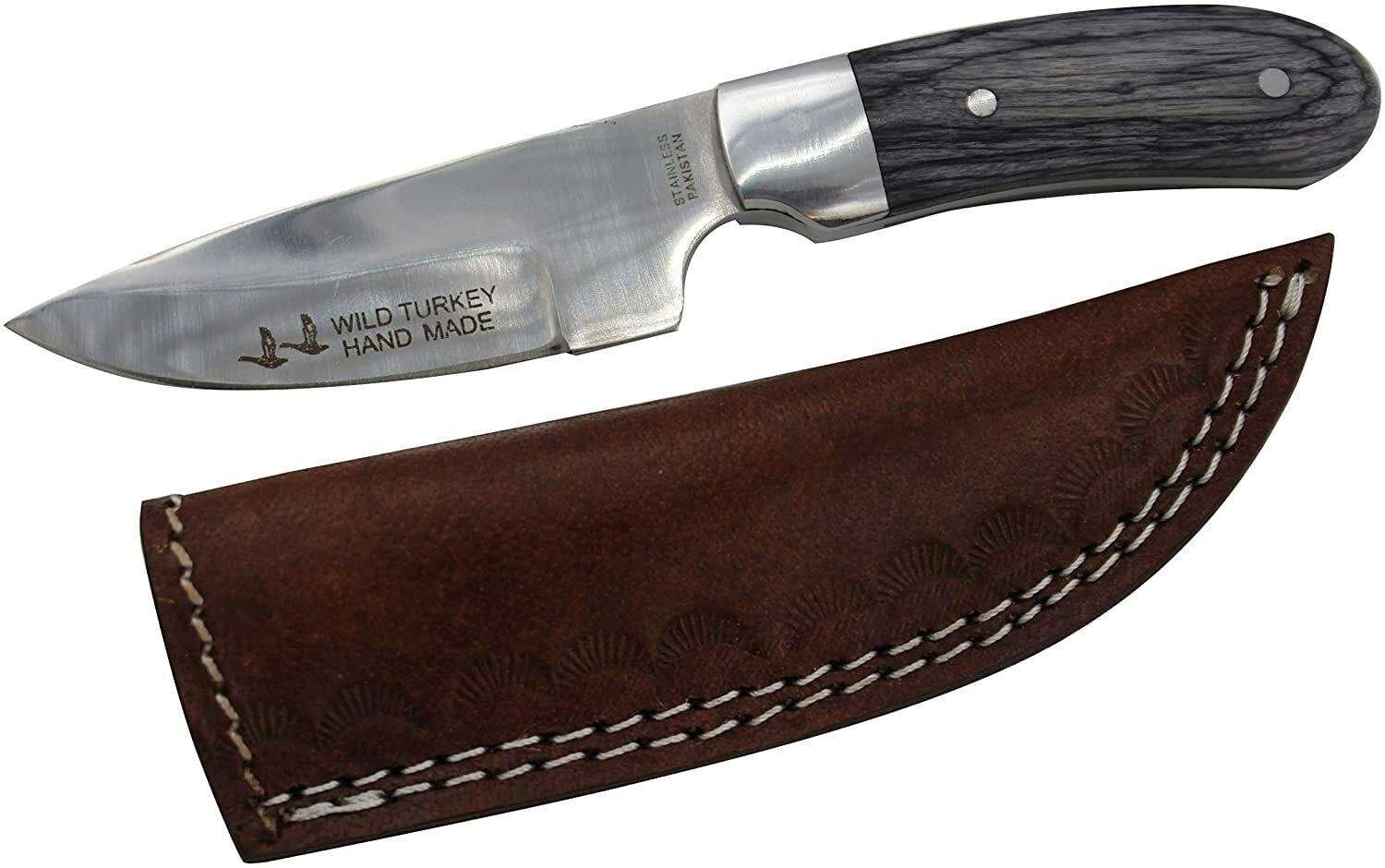 Wild Turkey Handmade Collection 7.5" Full Tang Black Wood Handle Hunting Knife
