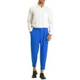 thumbnail image 2 of INSPIRE CHIC Men's Formal Pants Pleated Front Zip Hem Tapered Cropped Pants 36 Royal Blue, 2 of 5