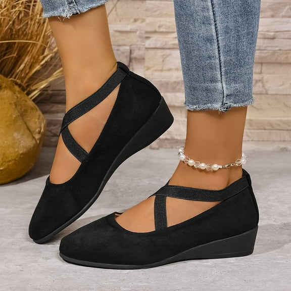 Yusimy Women's Fashionable Casual Driving Shoes - Round Toe Slip-On Wedge Heel Loafers with Solid Color Casual Minimalist Design for Everyday Comfort