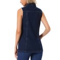 thumbnail image 3 of INSPIRE CHIC Women's Denim Vest Sleeveless Button Down Mid Length Casual Jean Vest Deep Blue XL, 3 of 6